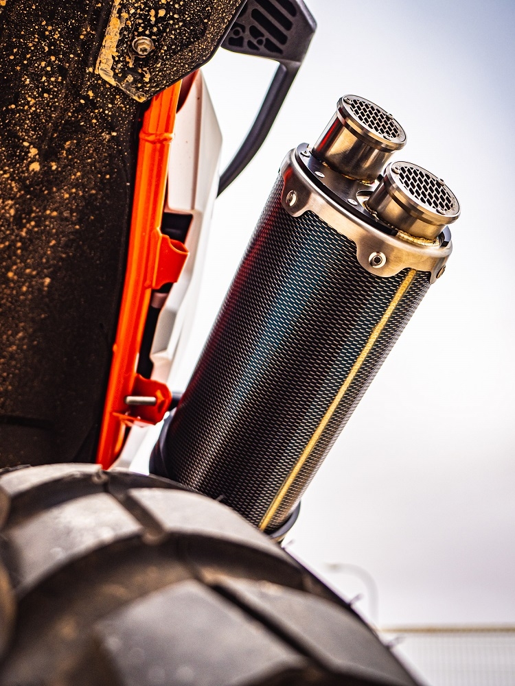 GPR exhaust compatible with  Ktm Adventure 890 2021-2024, Dual Poppy, Homologated legal slip-on exhaust including removable db killer and link pipe 