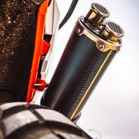 GPR exhaust compatible with  Ktm Adventure 890 2021-2024, Dual Poppy, Homologated legal slip-on exhaust including removable db killer and link pipe 