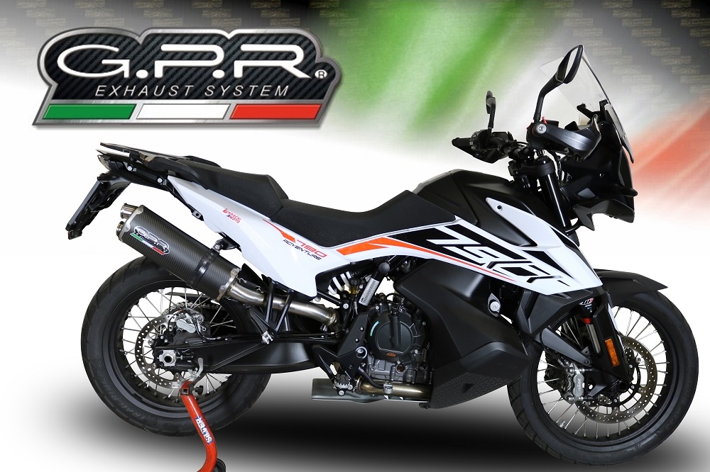 Scarico GPR compatibile con  Ktm Adventure 790 2018-2020, Dual Poppy, Scarico omologato, silenziatore con db killer estraibile e raccordo specifico