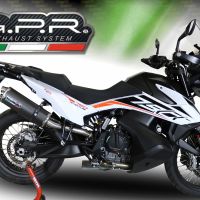 Scarico GPR compatibile con  Ktm Adventure 790 2018-2020, Dual Poppy, Scarico omologato, silenziatore con db killer estraibile e raccordo specifico