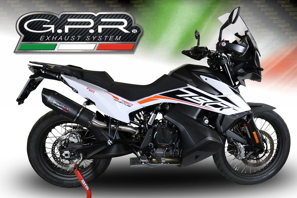 Scarico GPR compatibile con  Ktm Adventure 790 2021-2024, Furore Evo4 Nero, Scarico omologato, silenziatore con db killer estraibile e raccordo specifico