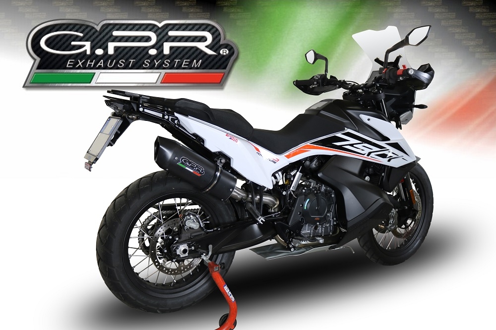 Scarico GPR compatibile con  Ktm Adventure 790 2021-2024, Furore Evo4 Nero, Scarico omologato, silenziatore con db killer estraibile e raccordo specifico