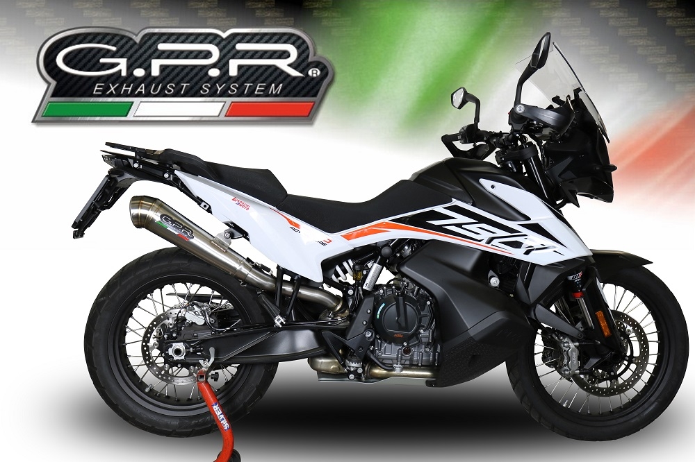 Scarico GPR compatibile con  Ktm Adventure 790 2021-2024, Powercone Evo, Scarico omologato, silenziatore con db killer estraibile e raccordo specifico