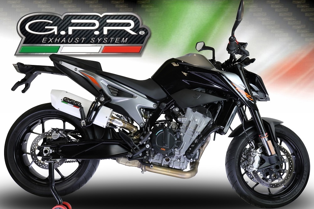 GPR exhaust compatible with  Ktm Duke 790 2017-2020, Albus Evo4, Homologated legal slip-on exhaust including removable db killer and link pipe 