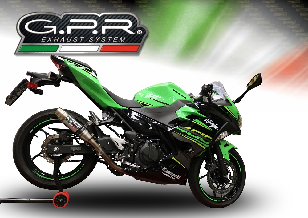 GPR exhaust compatible with  Kawasaki Ninja 400 2018-2022, Deeptone Inox, Racing full system exhaust  