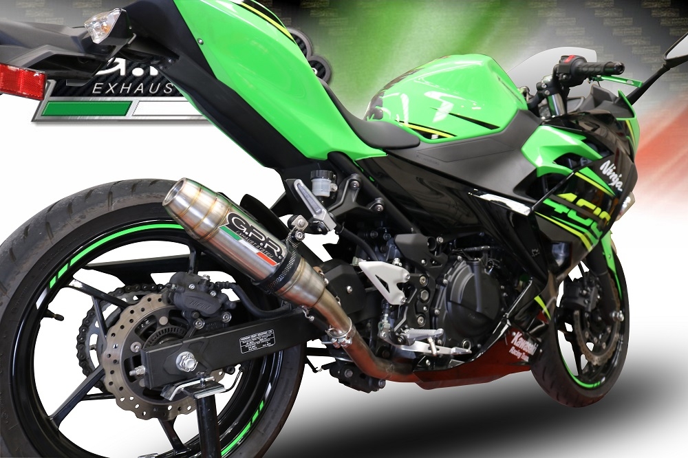 GPR exhaust compatible with  Kawasaki Ninja 400 2018-2022, Deeptone Inox, Racing full system exhaust  