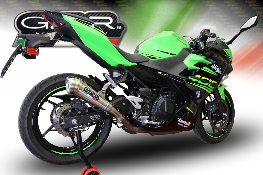 GPR exhaust compatible with  Kawasaki Ninja 400 2023-2024, Powercone Evo, Homologated legal slip-on exhaust including removable db killer and link pipe 