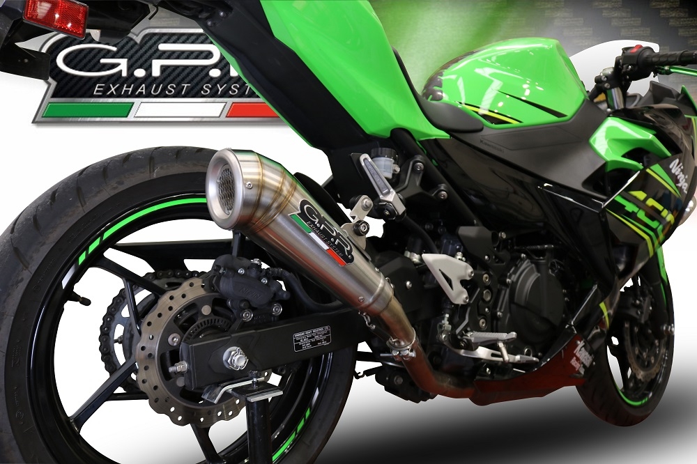 GPR exhaust compatible with  Kawasaki Ninja 400 2023-2024, Powercone Evo, Homologated legal slip-on exhaust including removable db killer and link pipe 