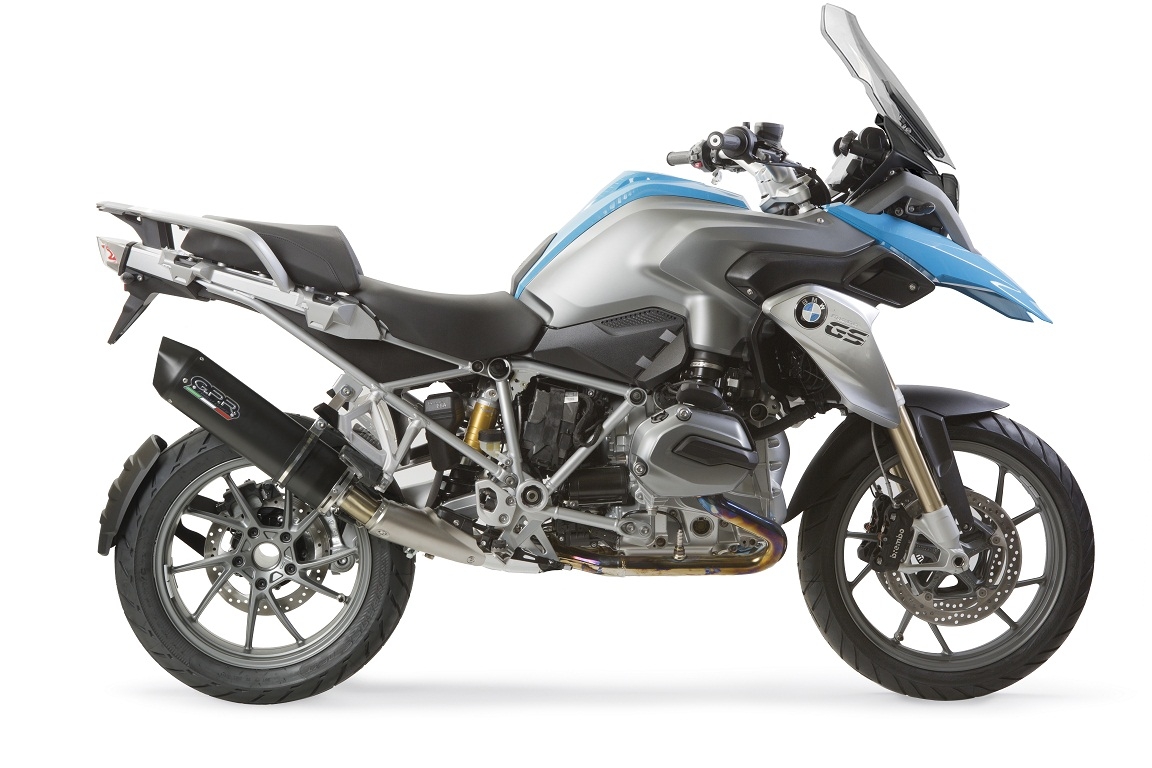 Scarico GPR compatibile con  Bmw R 1200 Gs -Adventure 2013-2016, Furore Nero, Scarico omologato, silenziatore con db killer estraibile e raccordo specifico