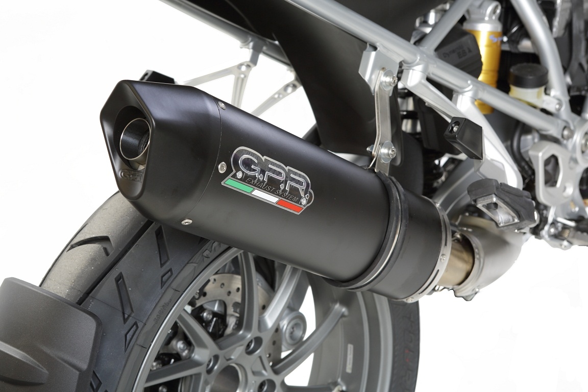 Scarico GPR compatibile con  Bmw R 1200 Gs -Adventure 2013-2016, Furore Nero, Scarico omologato, silenziatore con db killer estraibile e raccordo specifico