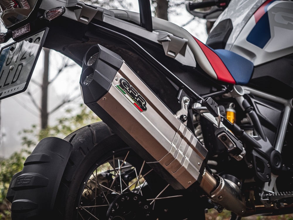 Scarico GPR compatibile con  Bmw R 1250 Gs -Adventure 2021-2024, Hyper Sonic Titanium, Scarico omologato, silenziatore con db killer estraibile e raccordo specifico