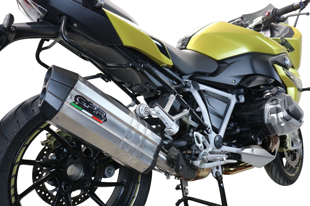 GPR exhaust compatible with  Bmw R 1250 R -Rs 2021-2024, Sonic Titanium, Homologated legal slip-on exhaust including removable db killer and link pipe 