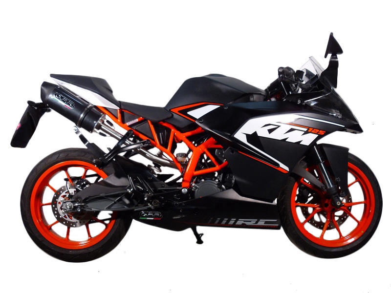 GPR exhaust compatible with  Ktm Rc 125 2014-2016, Furore Nero, Homologated legal slip-on exhaust including removable db killer, link pipe and catalyst 