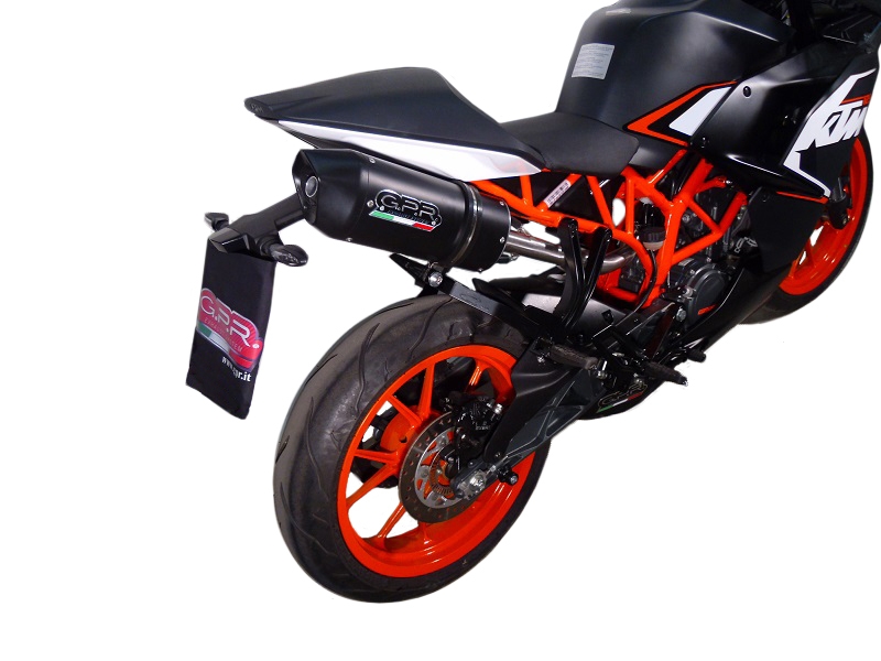GPR exhaust compatible with  Ktm Rc 125 2014-2016, Furore Nero, Homologated legal slip-on exhaust including removable db killer, link pipe and catalyst 