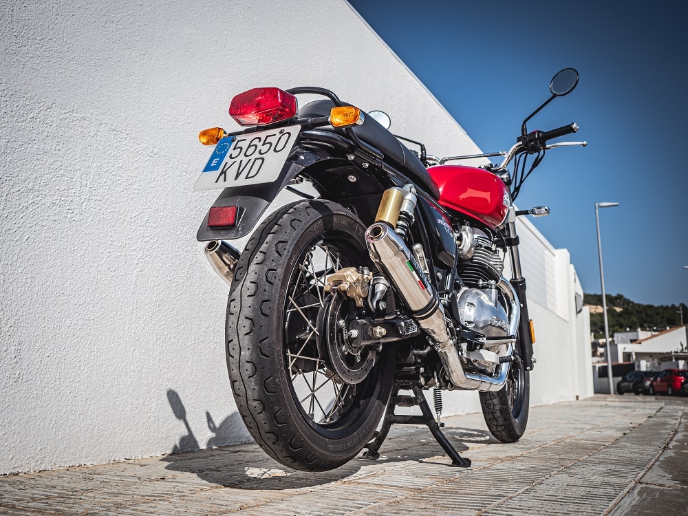 Scarico GPR compatibile con  Royal Enfield Interceptor 650 2021-2024, Deeptone Inox, Coppia di terminali di scarico omologati, forniti con db killer removibile, catalizzatori e raccordi specifici