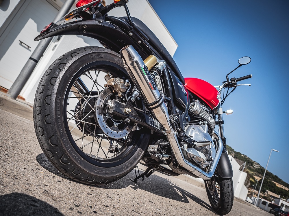 Scarico GPR compatibile con  Royal Enfield Interceptor 650 2021-2024, Deeptone Inox, Coppia di terminali di scarico omologati, forniti con db killer removibile, catalizzatori e raccordi specifici