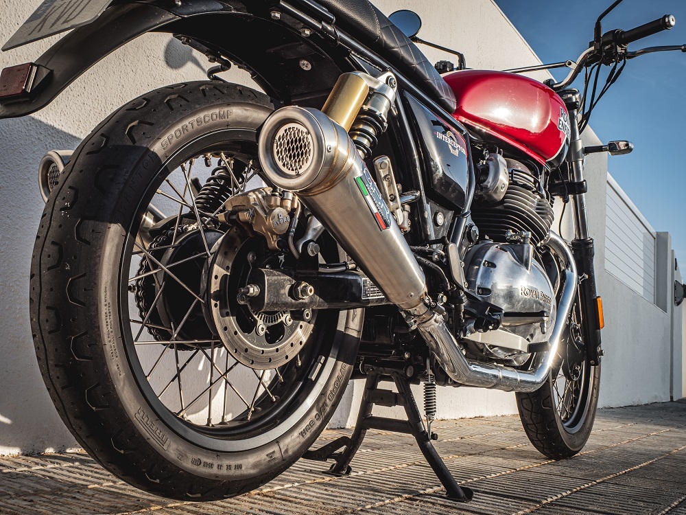Scarico GPR compatibile con  Royal Enfield Interceptor 650 2019-2020, Powercone Evo, Coppia di terminali di scarico omologati, forniti con db killer removibile, catalizzatori e raccordi specifici