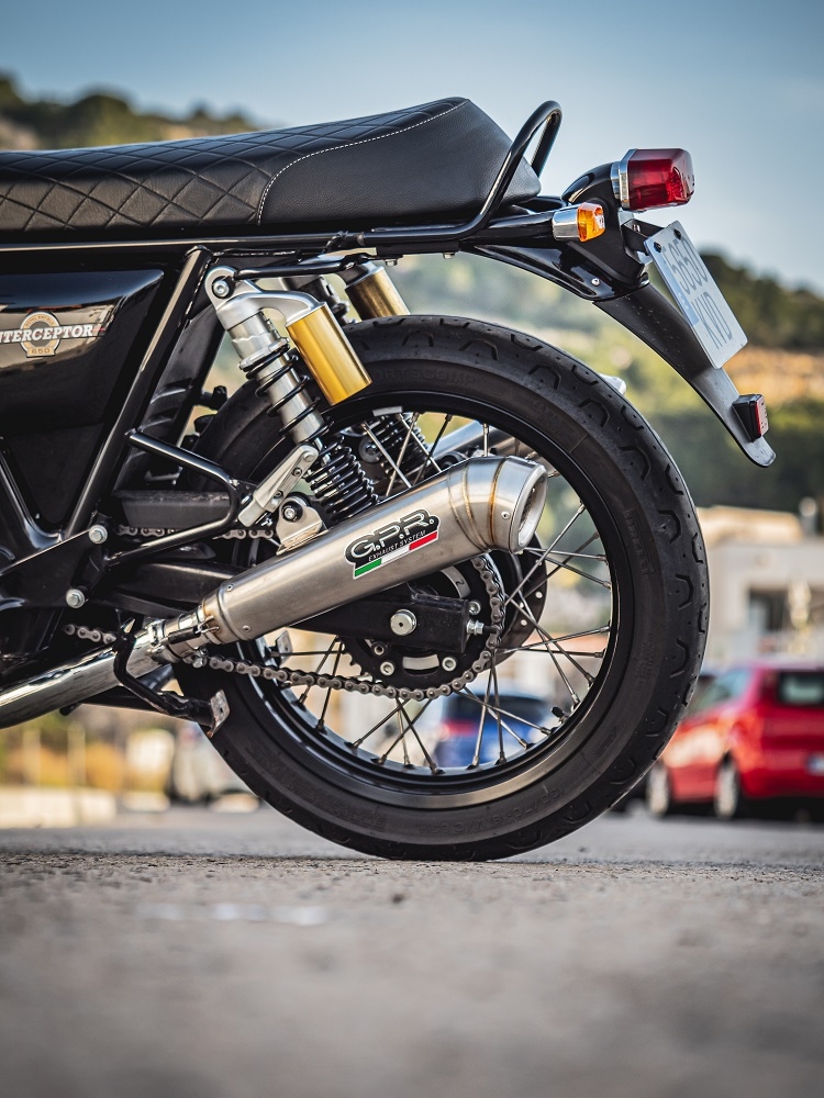 Scarico GPR compatibile con  Royal Enfield Interceptor 650 2019-2020, Powercone Evo, Coppia di terminali di scarico omologati, forniti con db killer removibile, catalizzatori e raccordi specifici