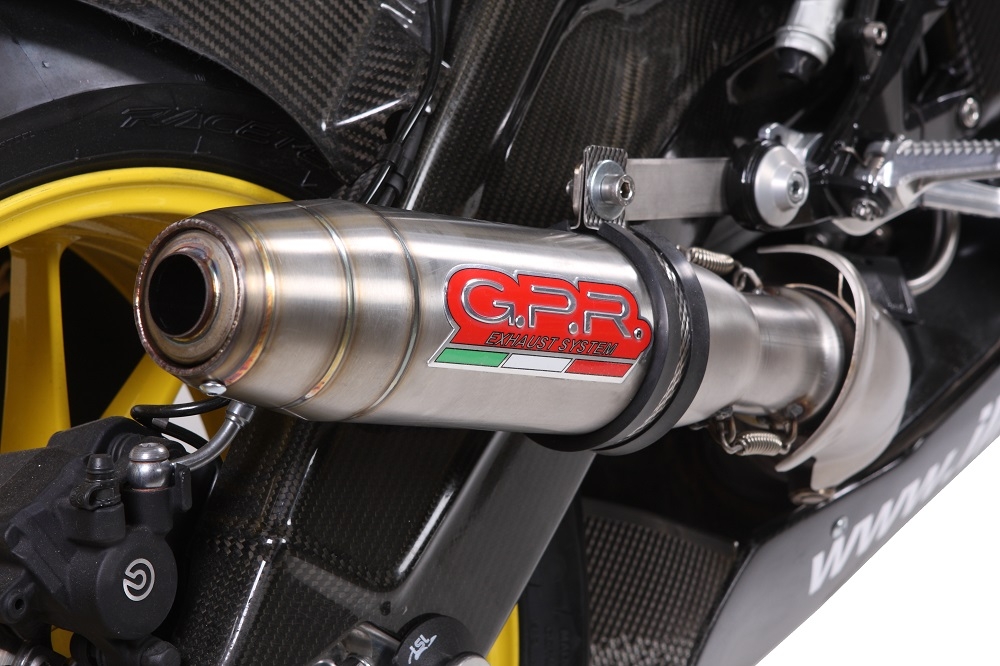 GPR exhaust compatible with  Bmw S 1000 RR -M  2010-2014, Deeptone Inox, Homologated legal slip-on exhaust including removable db killer and link pipe 