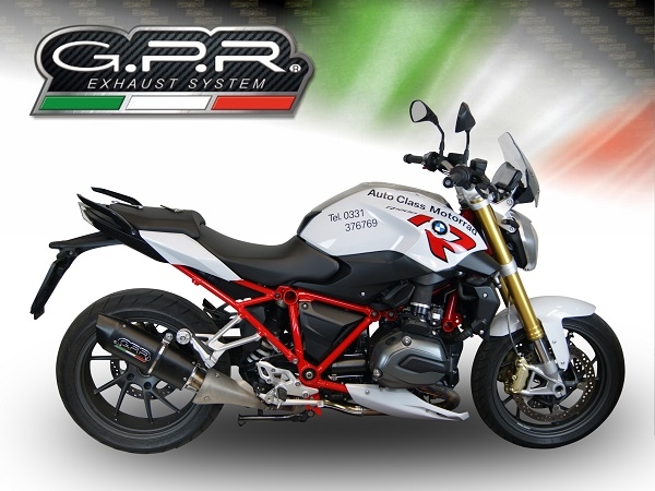 Scarico GPR compatibile con  Bmw R 1200 R Lc 2017-2019, Furore Evo4 Nero, Scarico omologato, silenziatore con db killer estraibile e raccordo specifico