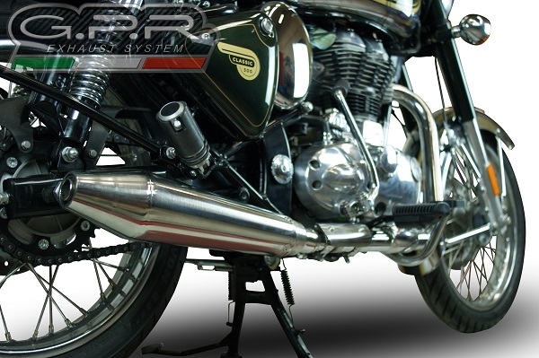 Scarico GPR compatibile con  Royal Enfield Classic - Bullet Efi 500 2009-2016, Vintacone, Terminale di scarico omologato, fornito con db killer estraibile, catalizzatore e raccordo specifico
