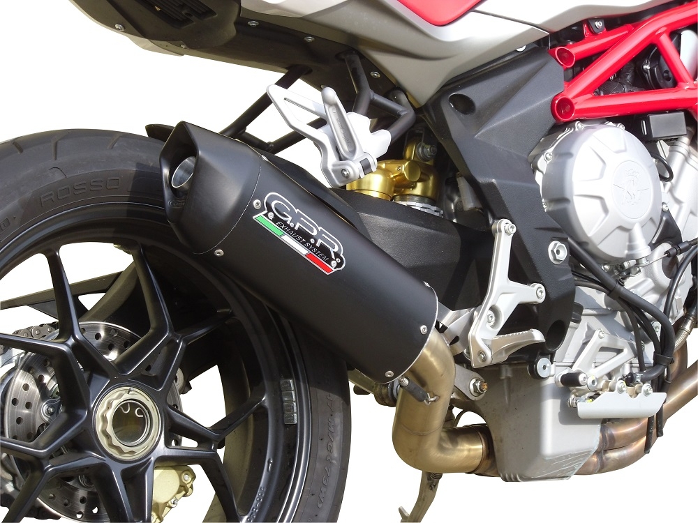 Scarico GPR compatibile con  Mv Agusta Brutale 800 2012-2016, Furore Nero, Terminale di scarico omologato, fornito con db killer estraibile, catalizzatore e raccordo specifico
