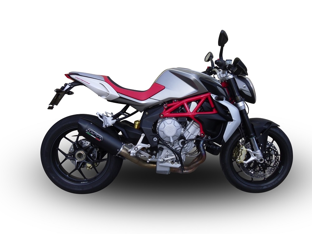 Scarico GPR compatibile con  Mv Agusta Brutale 800 2012-2016, Furore Nero, Terminale di scarico omologato, fornito con db killer estraibile, catalizzatore e raccordo specifico