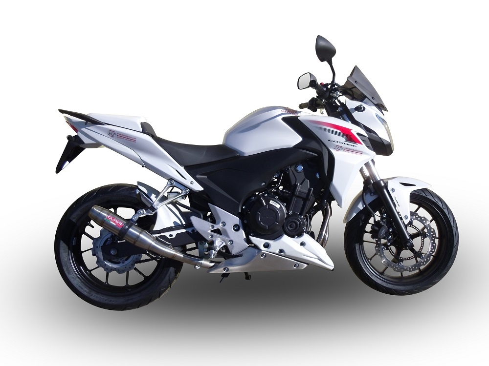 GPR exhaust compatible with  Honda Cb 500 F 2013-2015, Deeptone Inox, Homologated legal slip-on exhaust including removable db killer and link pipe 