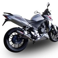 GPR exhaust compatible with  Honda Cb 500 F 2013-2015, Deeptone Inox, Homologated legal slip-on exhaust including removable db killer and link pipe 
