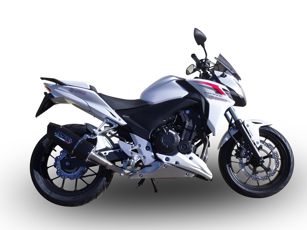 GPR exhaust compatible with  Honda Cb 400 F 2013-2015, Furore Nero, Homologated legal slip-on exhaust including removable db killer and link pipe 