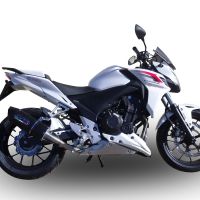 GPR exhaust compatible with  Honda Cb 400 F 2013-2015, Furore Nero, Homologated legal slip-on exhaust including removable db killer and link pipe 