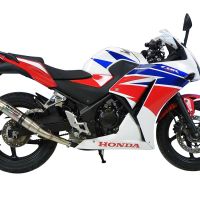 GPR exhaust compatible with  Honda Cbr 300 R 2014-2016, Deeptone Inox, Racing slip-on exhaust including link pipe 