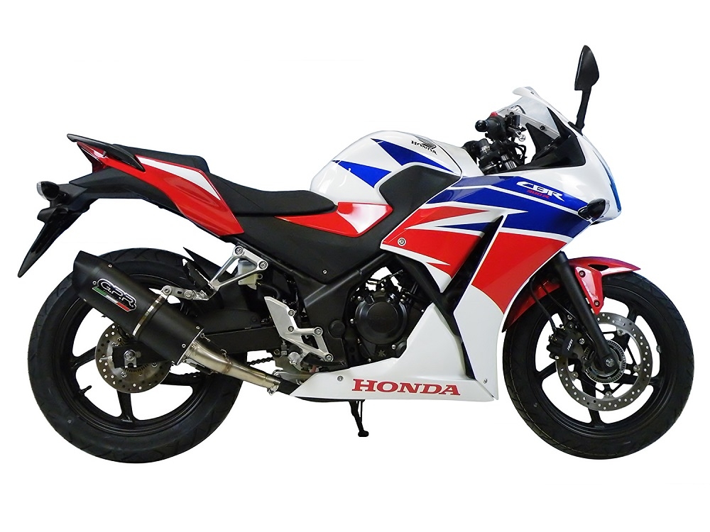Scarico GPR compatibile con  Honda Cbr 300 R 2014-2016, Furore Nero, Terminale di scarico omologato,fornito con db killer estraibile,catalizzatore e collettore