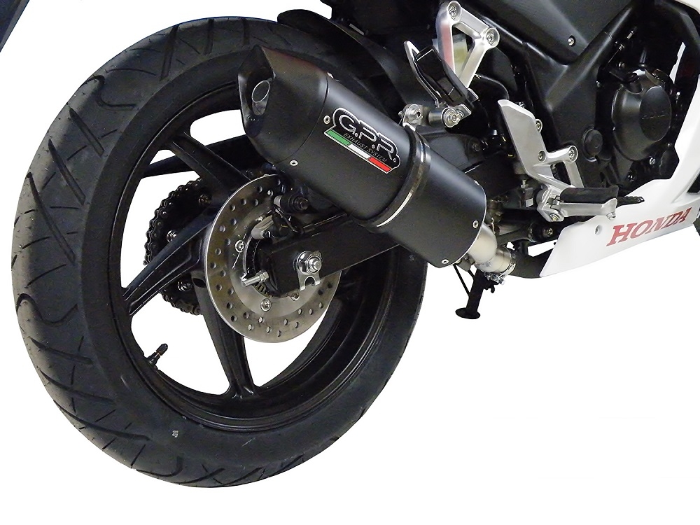 Scarico GPR compatibile con  Honda Cbr 300 R 2014-2016, Furore Nero, Terminale di scarico omologato,fornito con db killer estraibile,catalizzatore e collettore