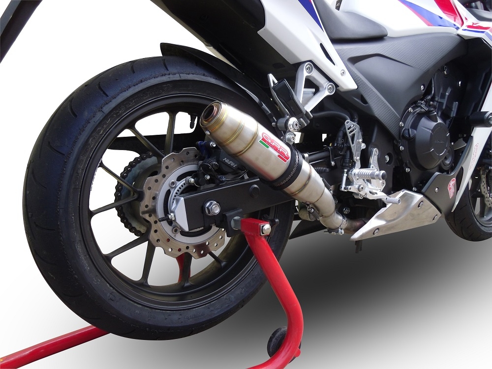 Scarico GPR compatibile con  Honda Cbr 500 R 2019-2022, Deeptone Inox, Scarico omologato, silenziatore con db killer estraibile e raccordo specifico