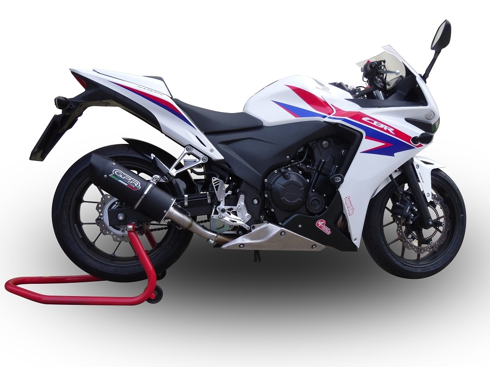Scarico GPR compatibile con  Honda Cbr 500 R 2023-2024, Furore Nero, Scarico omologato, silenziatore con db killer estraibile e raccordo specifico