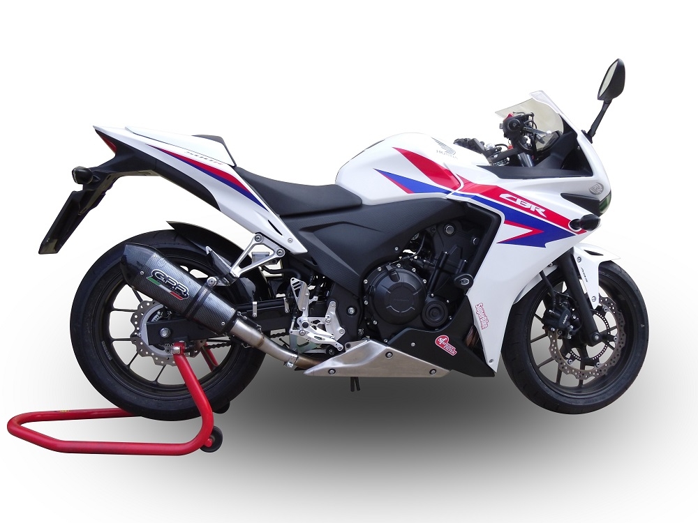 GPR exhaust compatible with  Honda Cbr 500 R 2023-2024, New Grand Prix Evo Poppy, Homologated legal slip-on exhaust including removable db killer and link pipe 