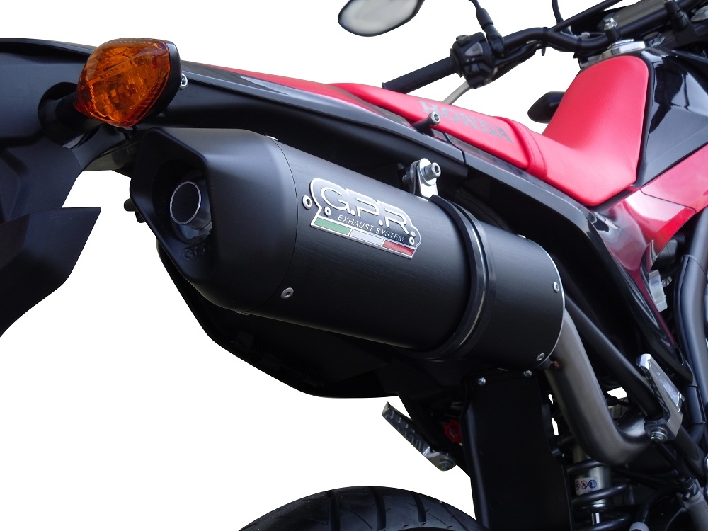 GPR exhaust compatible with  Honda Crf 250 M 2013-2016, Furore Nero, Homologated legal slip-on exhaust including removable db killer and link pipe 