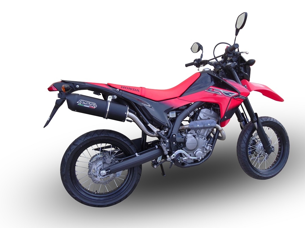 GPR exhaust compatible with  Honda Crf 250 M 2013-2016, Furore Nero, Homologated legal slip-on exhaust including removable db killer and link pipe 
