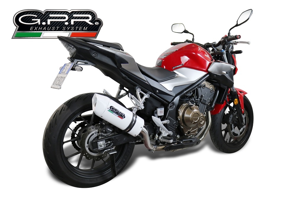 Scarico GPR compatibile con  Honda Cb 500 F 2013-2015, Albus Ceramic, Scarico omologato, silenziatore con db killer estraibile e raccordo specifico