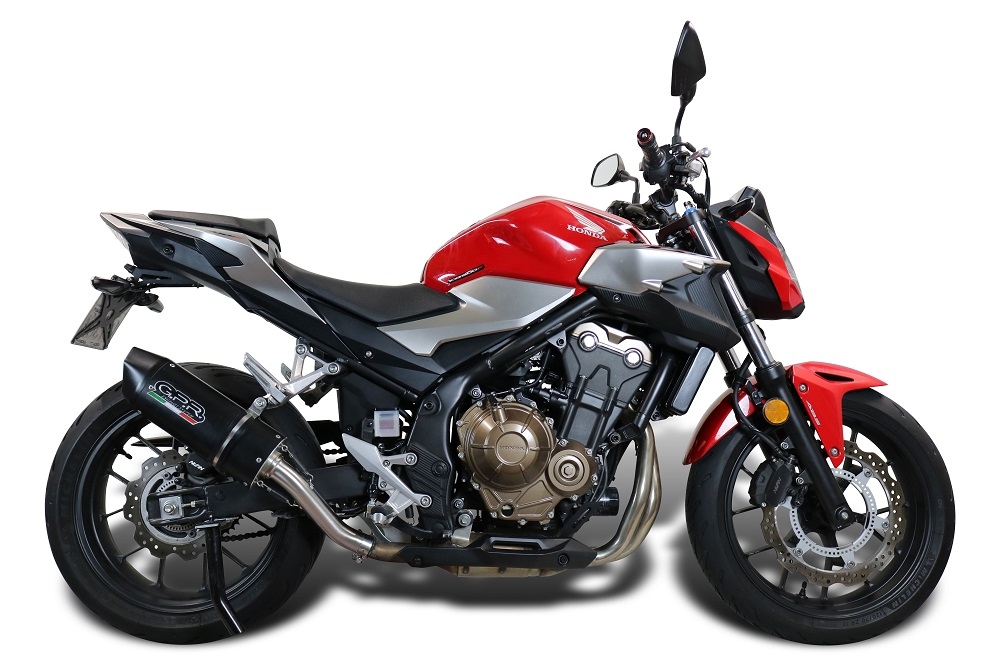 GPR exhaust compatible with  Honda Cb 500 F 2019-2020, Furore Evo4 Nero, Homologated legal slip-on exhaust including removable db killer and link pipe 