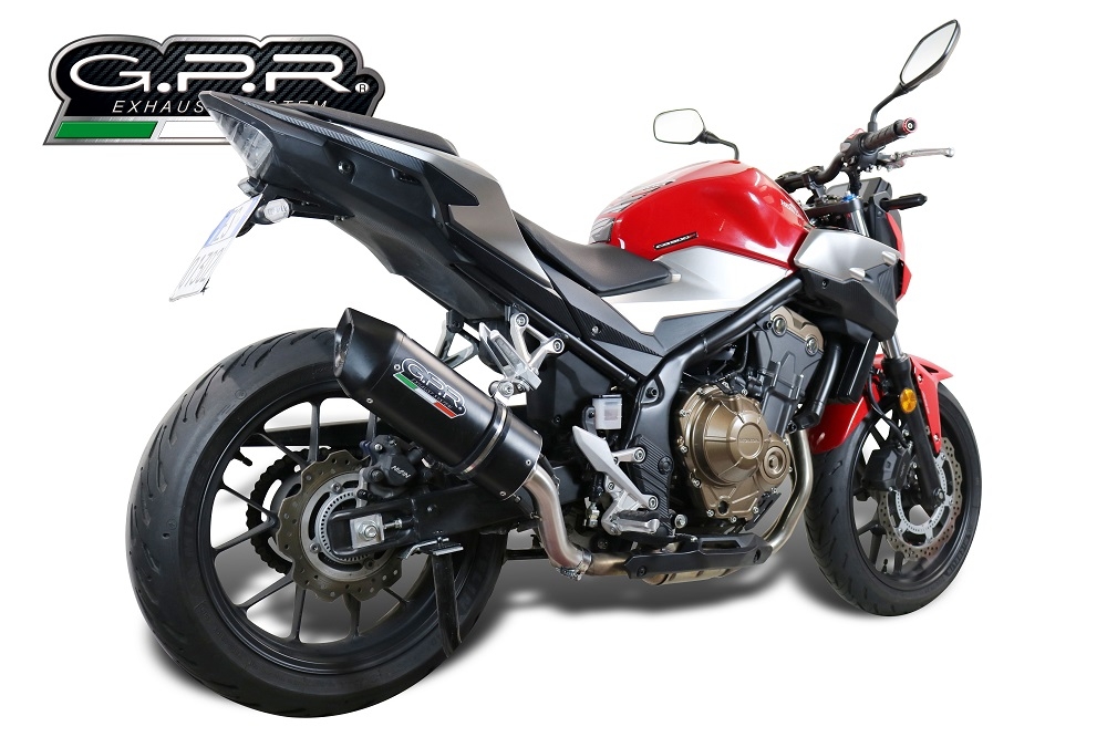 GPR exhaust compatible with  Honda Cb 500 F 2019-2020, Furore Evo4 Nero, Homologated legal slip-on exhaust including removable db killer and link pipe 