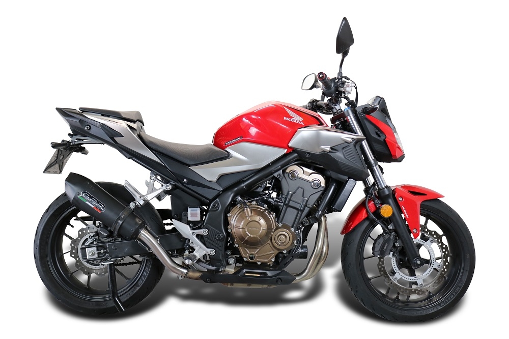 GPR exhaust compatible with  Honda Cb 500 F 2021-2025, New Grand Prix Evo Black Titanium, Homologated legal slip-on exhaust including removable db killer and link pipe 