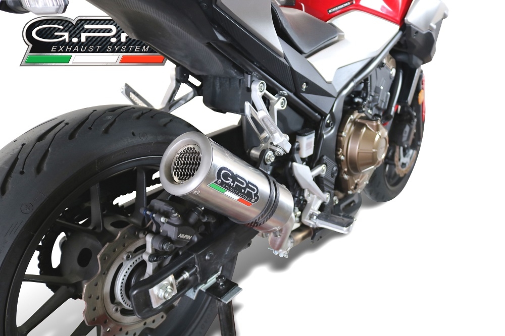 Scarico GPR compatibile con  Honda Cb 500 X 2016-2018, M3 Inox , Scarico omologato, silenziatore con db killer estraibile e raccordo specifico