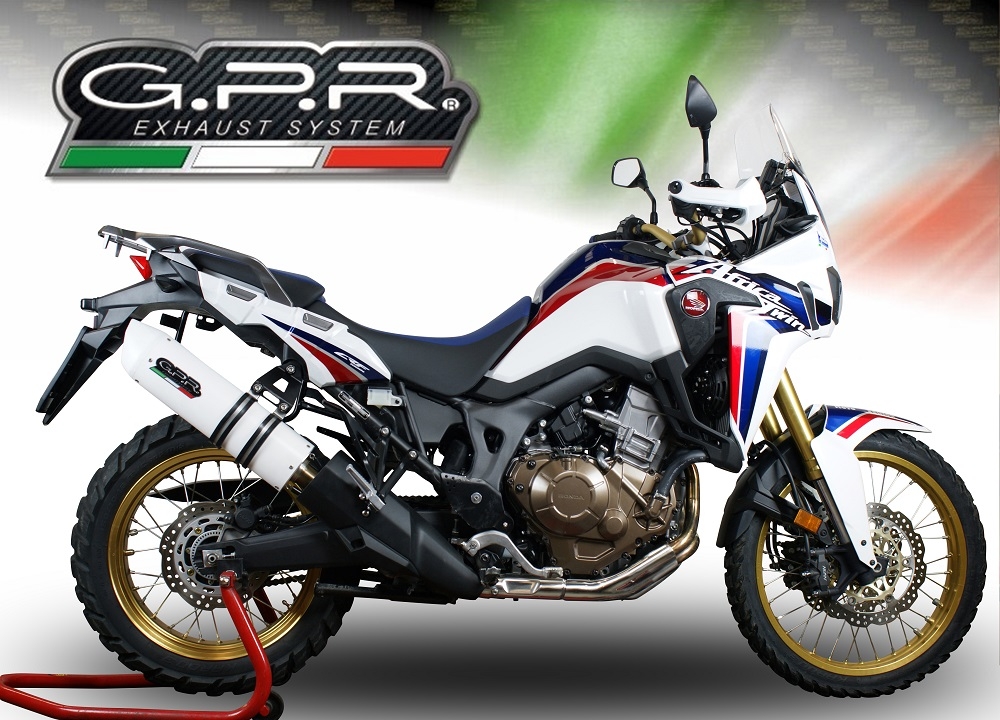 Scarico GPR compatibile con  Honda Crf 1000 L Africa Twin 2015-2017, Albus Ceramic, Scarico omologato, silenziatore con db killer estraibile e raccordo specifico