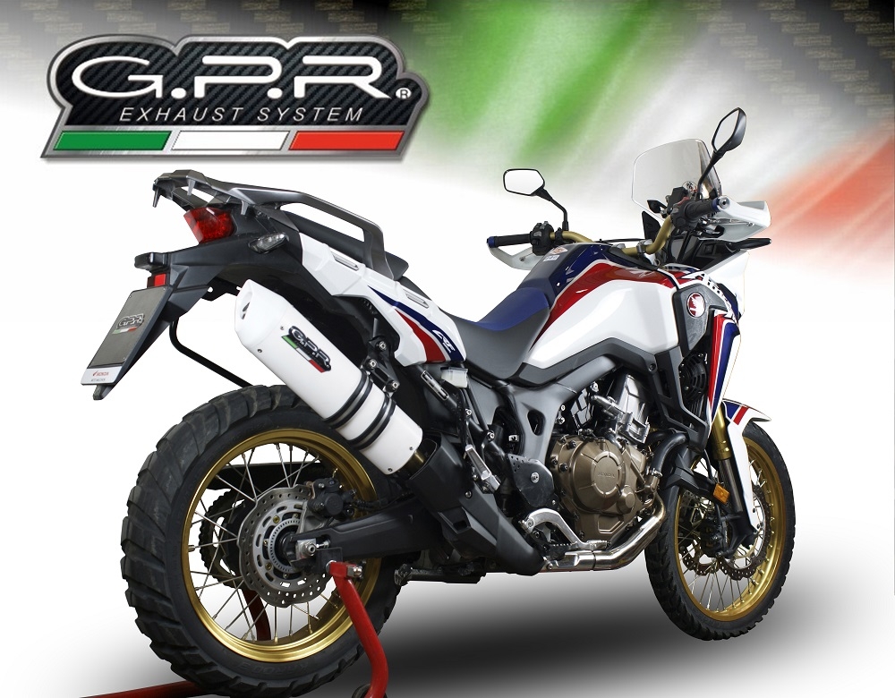 Scarico GPR compatibile con  Honda Crf 1000 L Africa Twin 2015-2017, Albus Ceramic, Scarico omologato, silenziatore con db killer estraibile e raccordo specifico