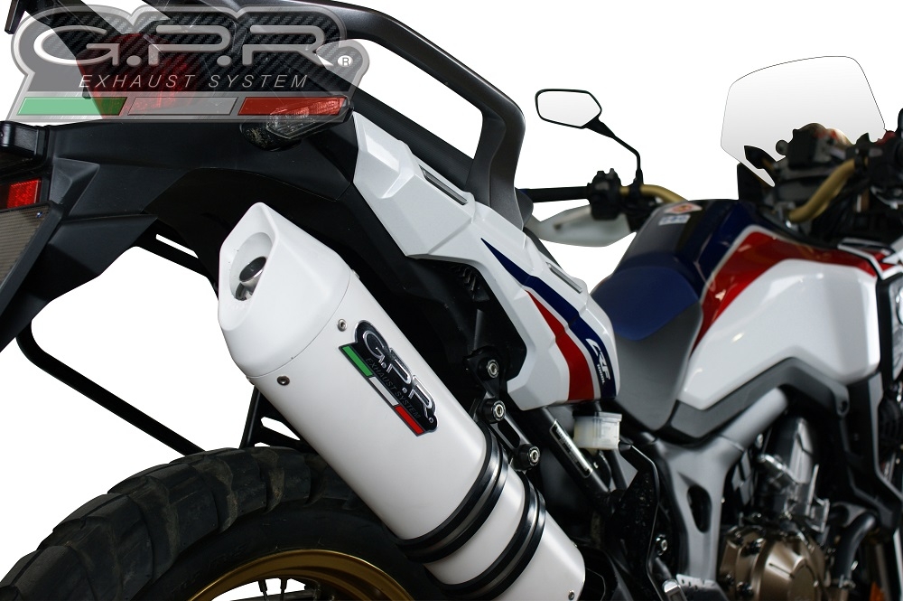 Scarico GPR compatibile con  Honda Crf 1000 L Africa Twin 2015-2017, Albus Ceramic, Scarico omologato, silenziatore con db killer estraibile e raccordo specifico