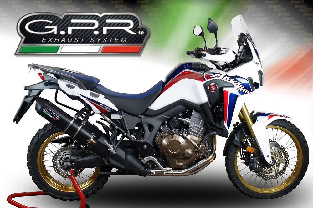 Scarico GPR compatibile con  Honda Crf 1000 L Africa Twin 2018-2020, Furore Evo4 Nero, Scarico omologato, silenziatore con db killer estraibile e raccordo specifico