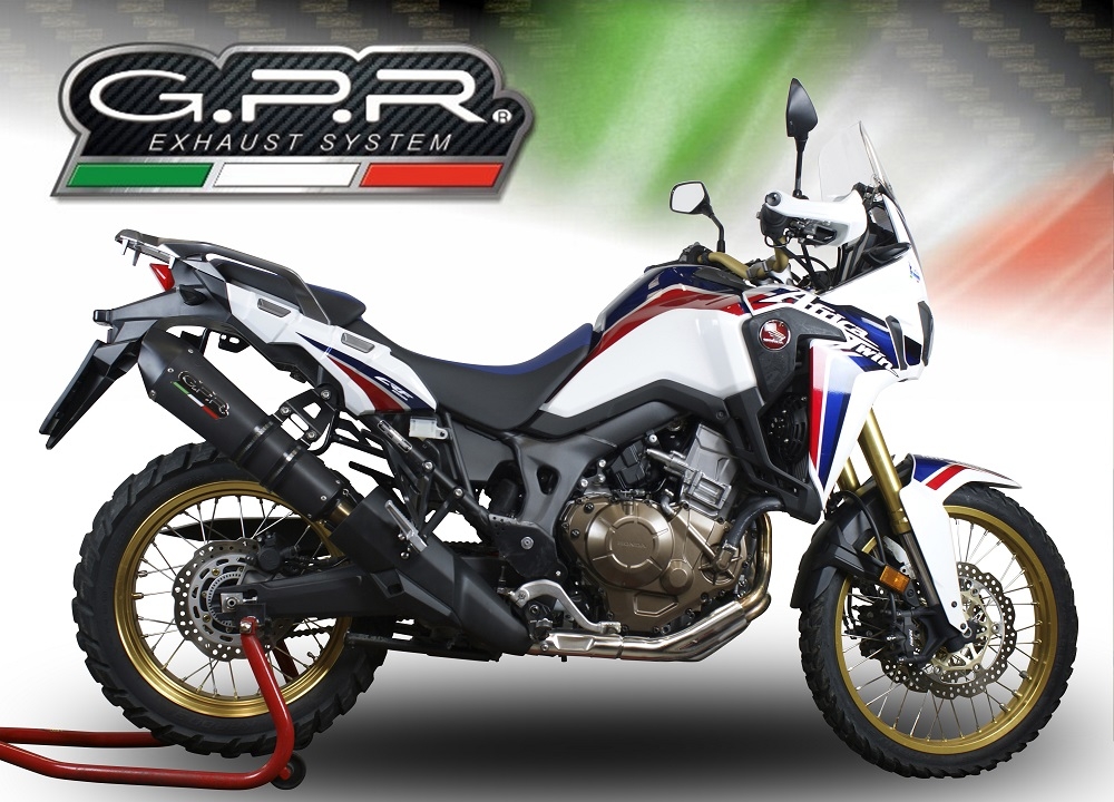 Scarico GPR compatibile con  Honda Crf 1000 L Africa Twin 2015-2017, New Grand Prix Evo Black Titanium, Scarico omologato, silenziatore con db killer estraibile e raccordo specifico