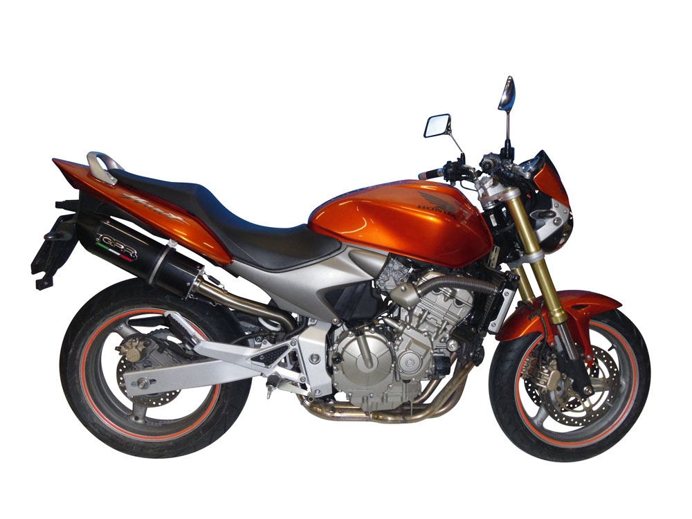 Scarico GPR compatibile con  Honda Hornet Cb 600 F 2003-2006, Furore Nero, Scarico omologato, silenziatore con db killer estraibile e raccordo specifico